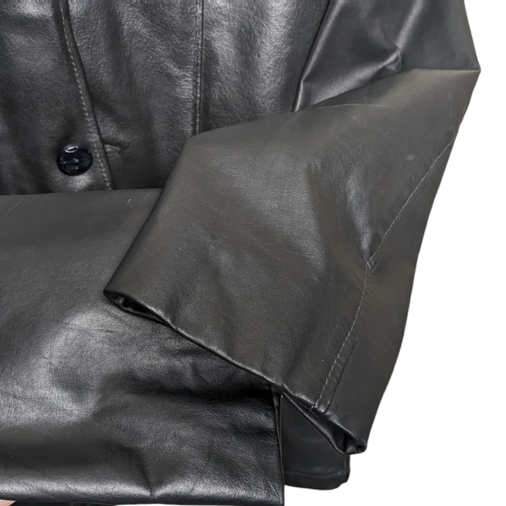 Vintage Leather Shop Sears Black Genuine Mens Jacket Coat Removable Lining 38 R